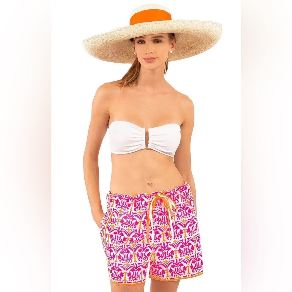NWT Gretchen Scott Printed Beach Cotton Shorts in East India Pink/Orange Sz M